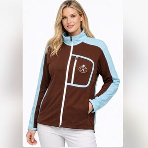 Galvin Green Windstopper Golf Jacket Blue Brown Full Zip Soft Shell Womens L